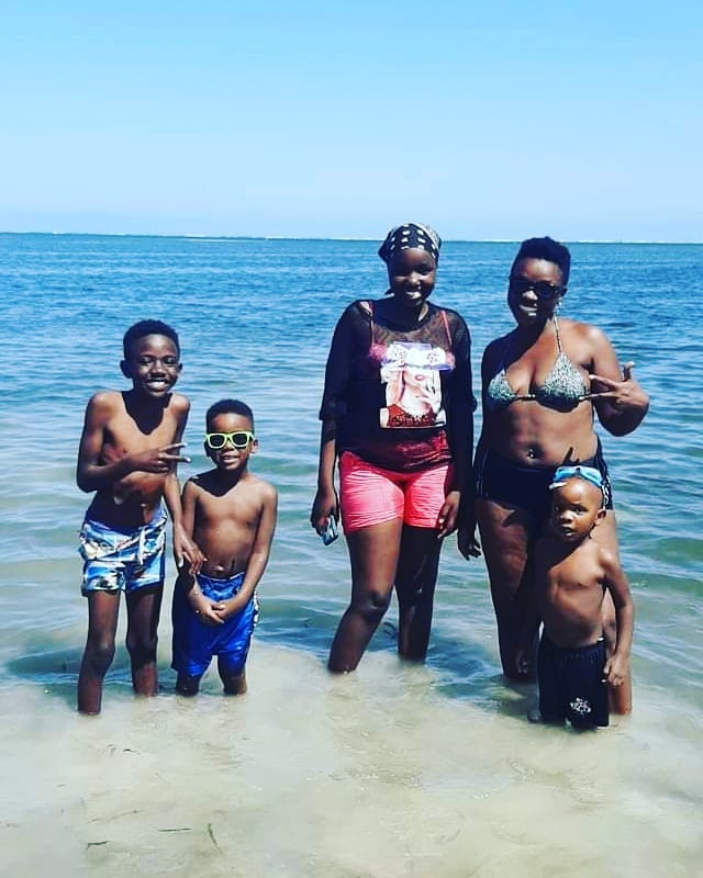 Gloria Nyaboke with her four children 