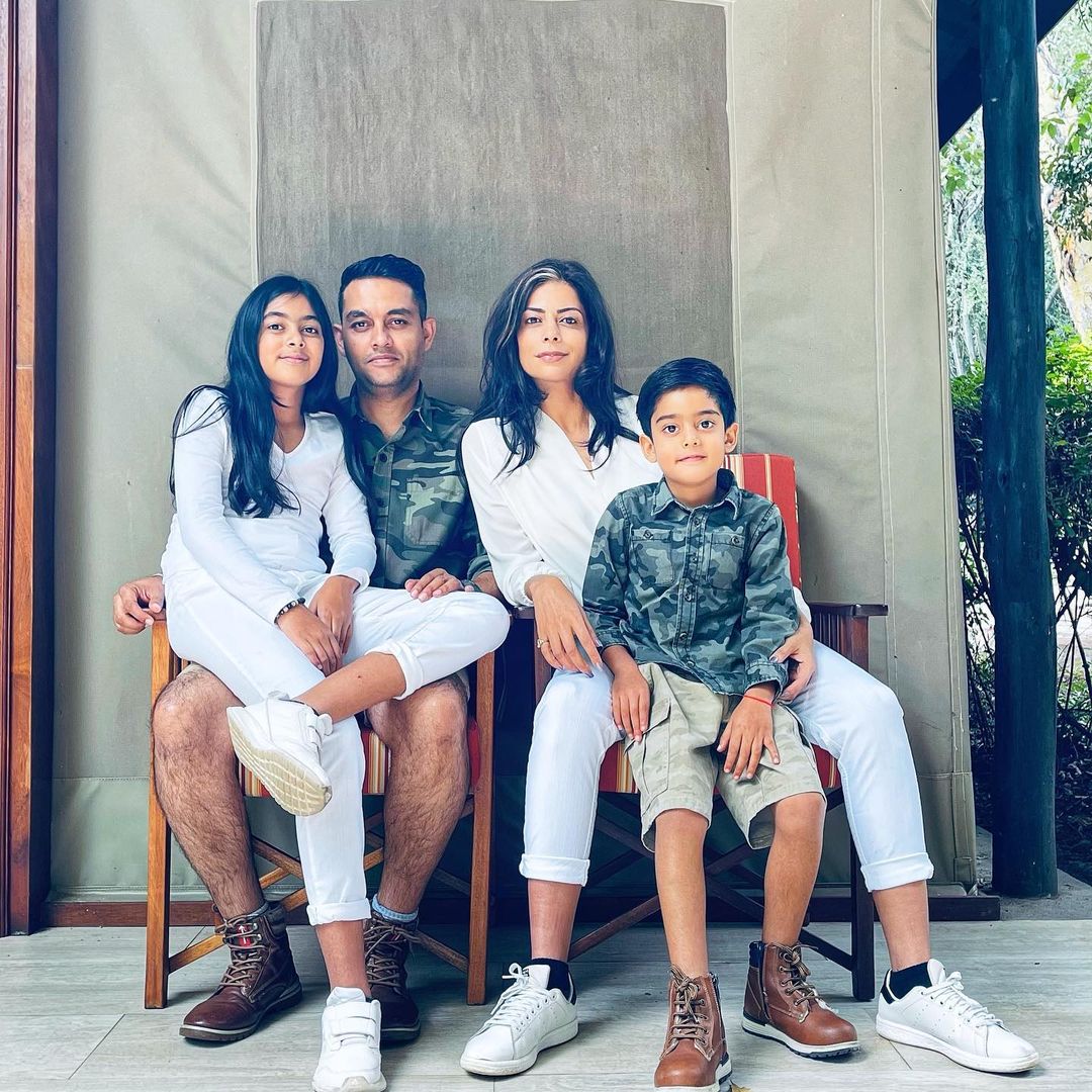 Pinky Ghelani with her husband and children