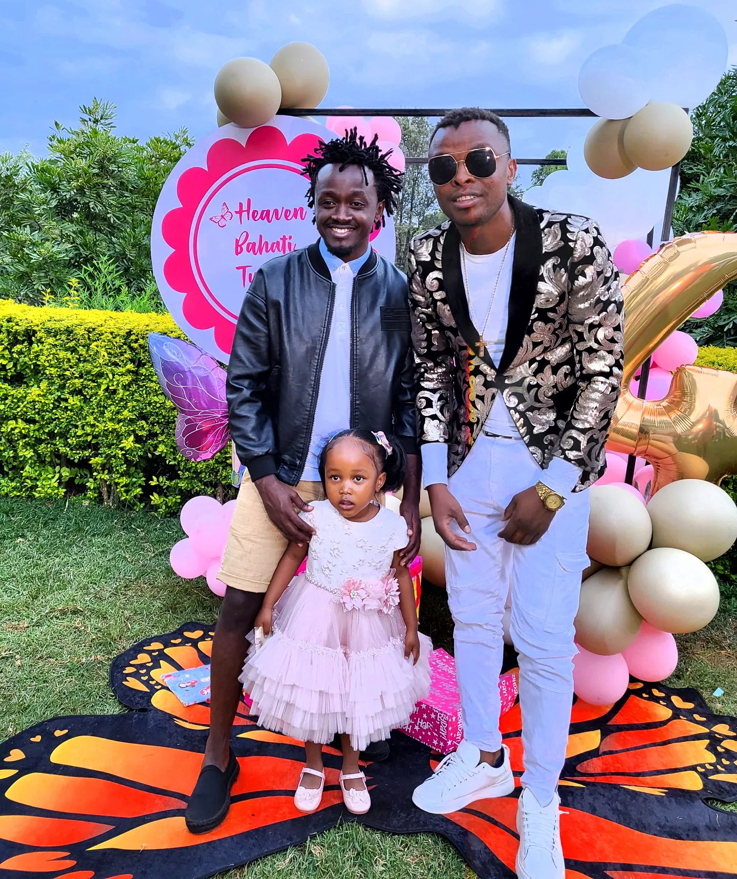 Bahati, his daughter Heaven and Ringtone during the birthday party 