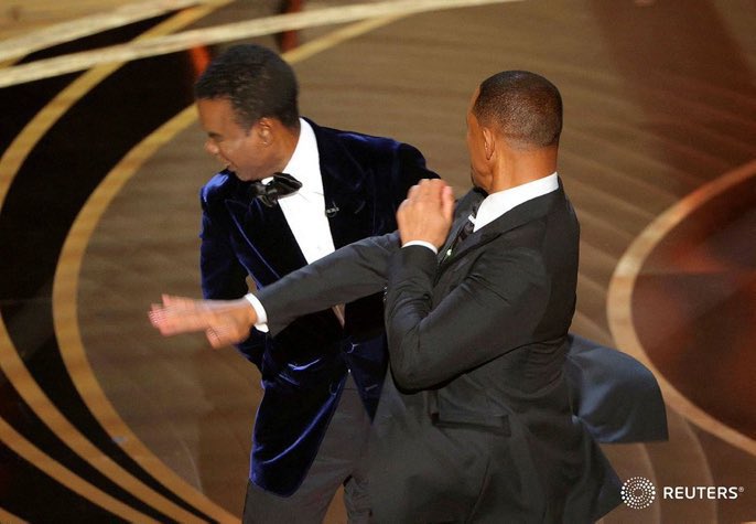 The moment Will Smith slapped Chris Rock on stage