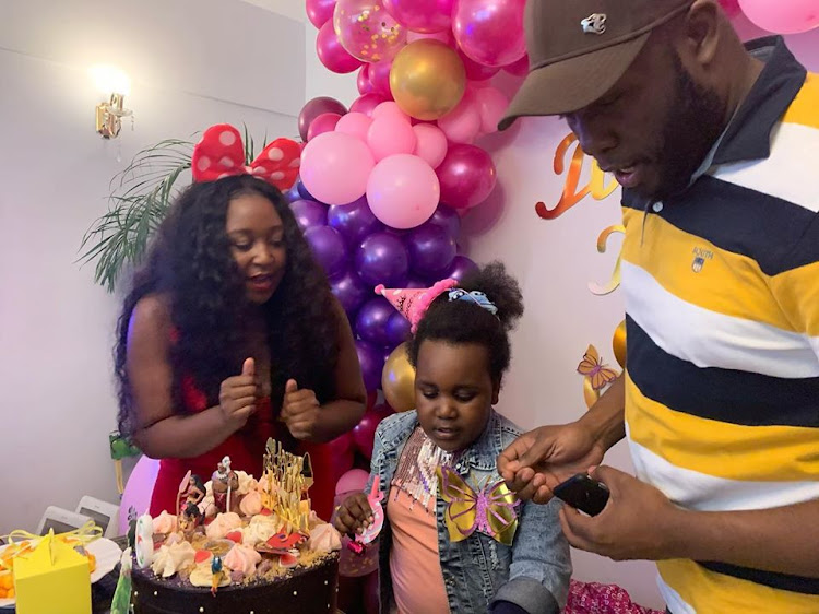Betty Kyallo and Dennis Okari with their daughter Ivanna during her past birthday party