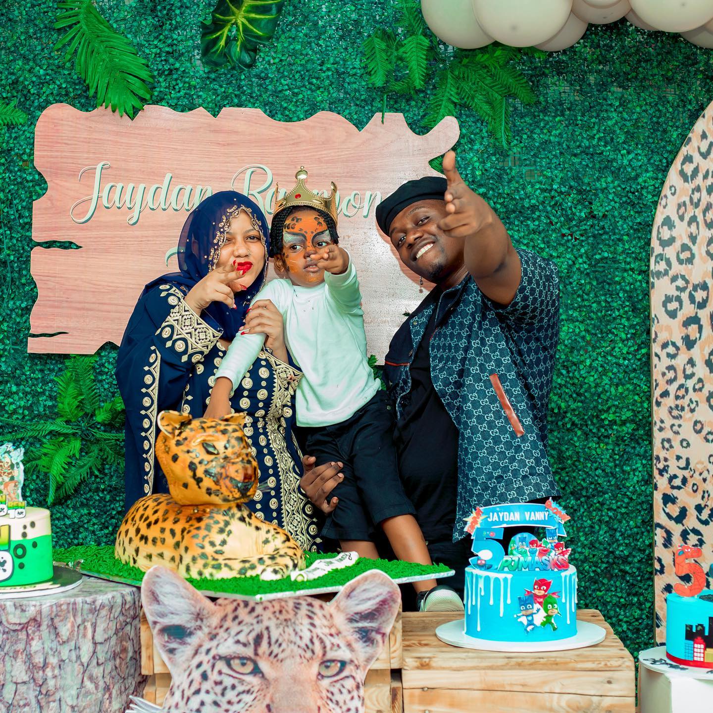 Fahyma and Rayvanny with their son Jaydan during his birthday 