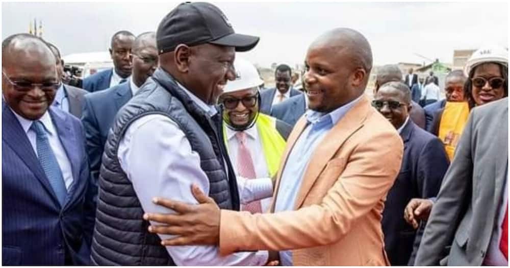 Jalang'o and Ruto when the President inspected a housing project in Nairobi.
