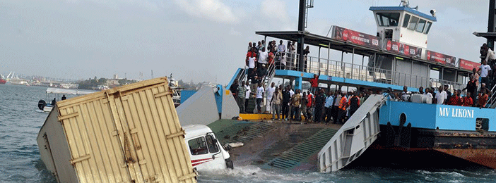 A trailer falls off Likoni ferry