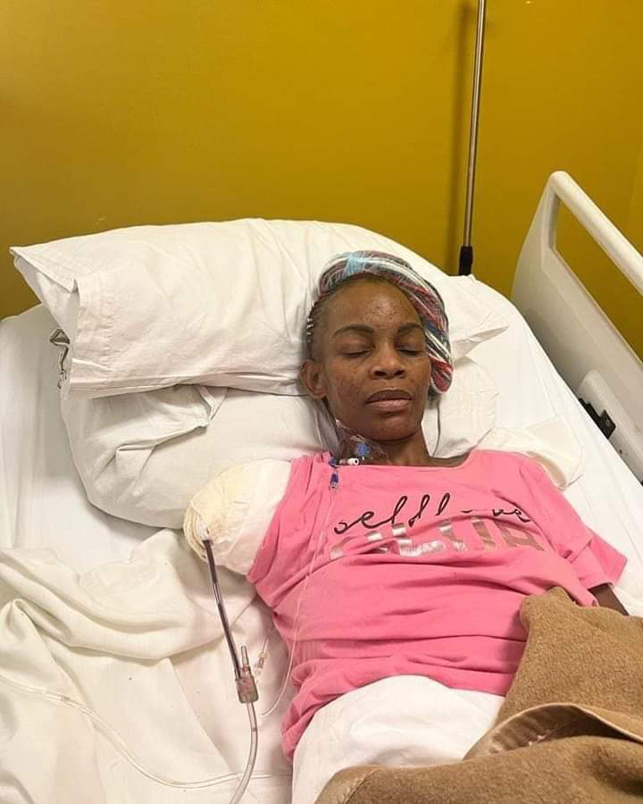 Marry Mubaiwa in hospital after her arm was amputated. 