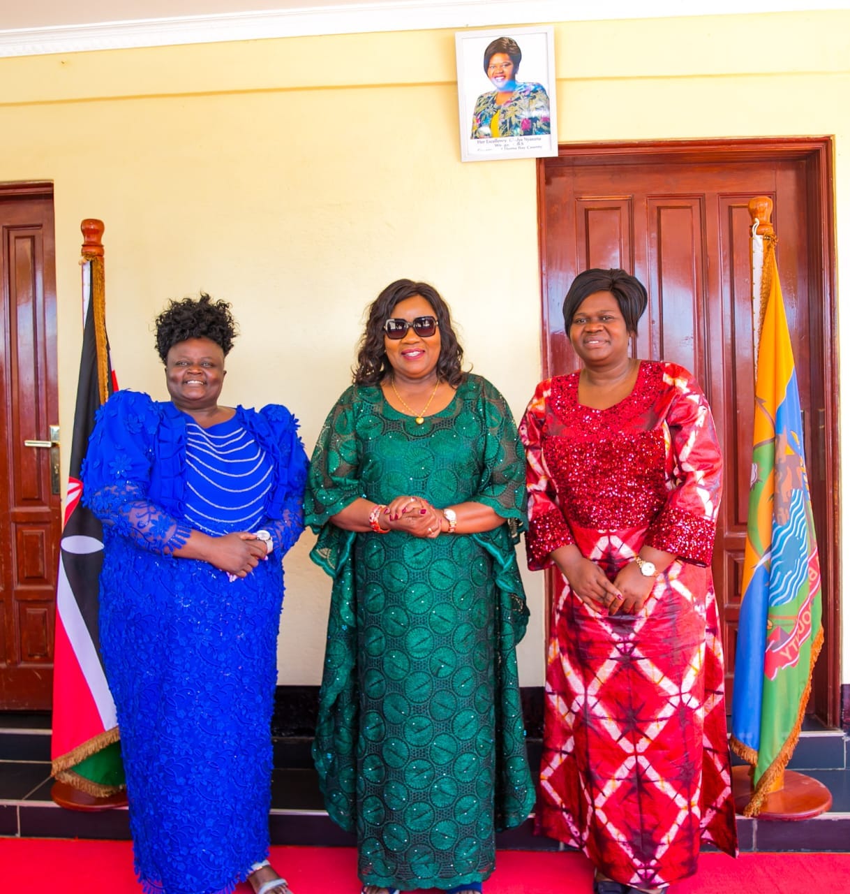 Ida Odinga with Homa Bay governor Gladys Wanga and Homa Bay County Woman Representative Joyce Osogo. 