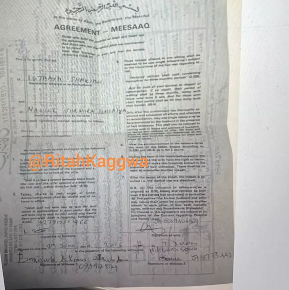 Mimi and Shakib's marriage certificate