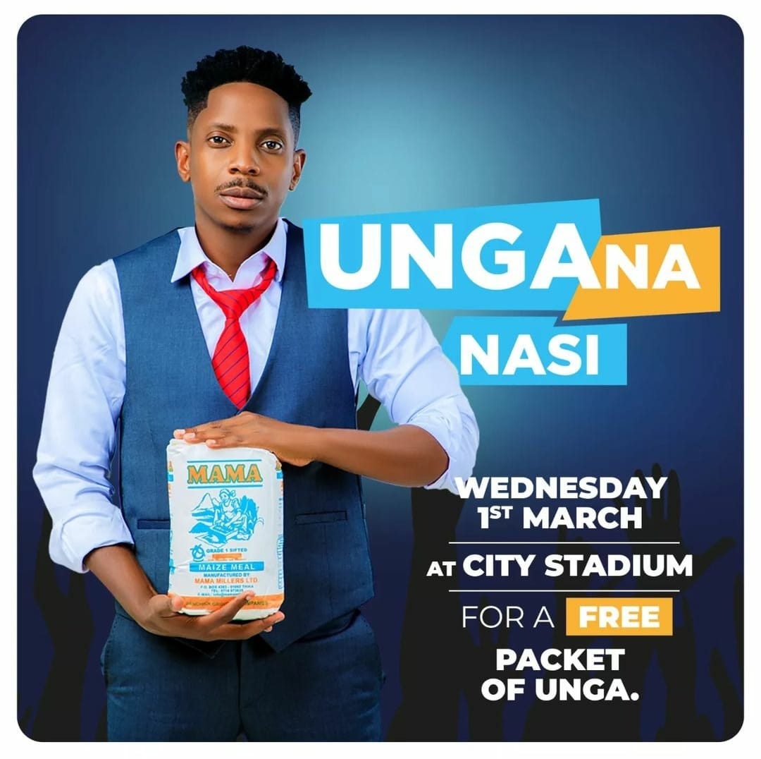 This Wednesday we meet at City Stadium from 11am to 2pm as we share a packet of Unga with everyone that intends to join us to State house. We are calling upon well wishers to donate Unga (DO NOT GIVE MONEY, JUST UNGA) If you want to donate a packet or more please Contact 0718891427 or bring the unga to City Stadium on Wednesday.